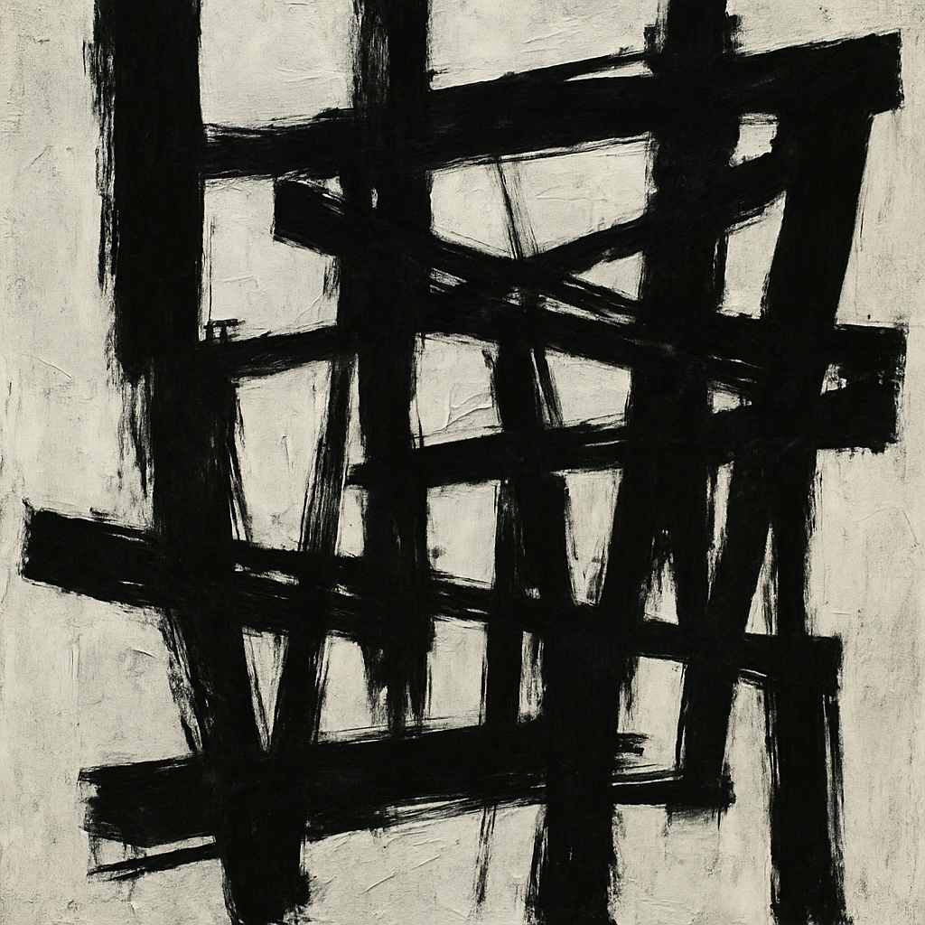 DALL-E - Action Painting in the style of Franz Kline, 2025