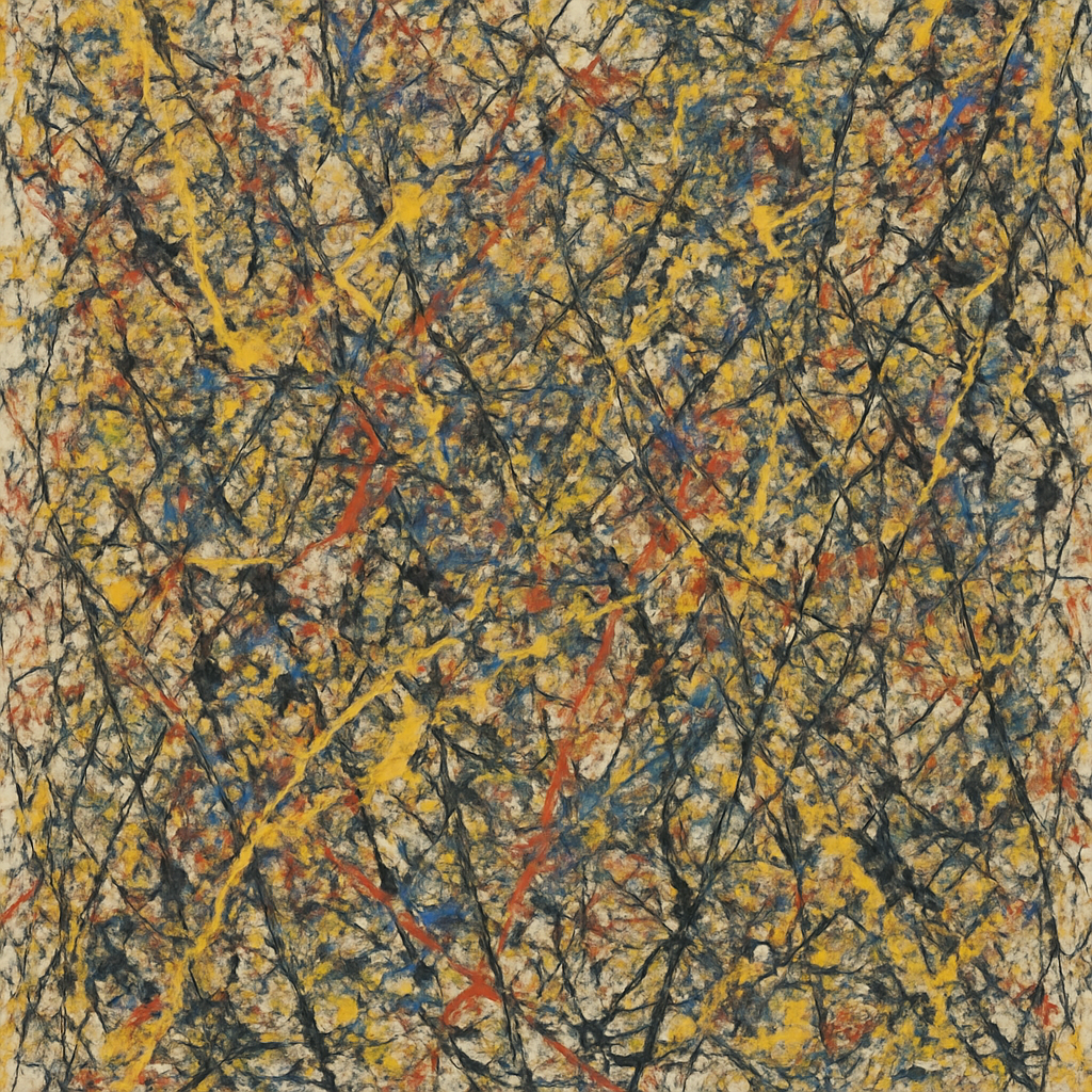 DALL-E - Action Painting in the style of Jackson Pollock, 2025