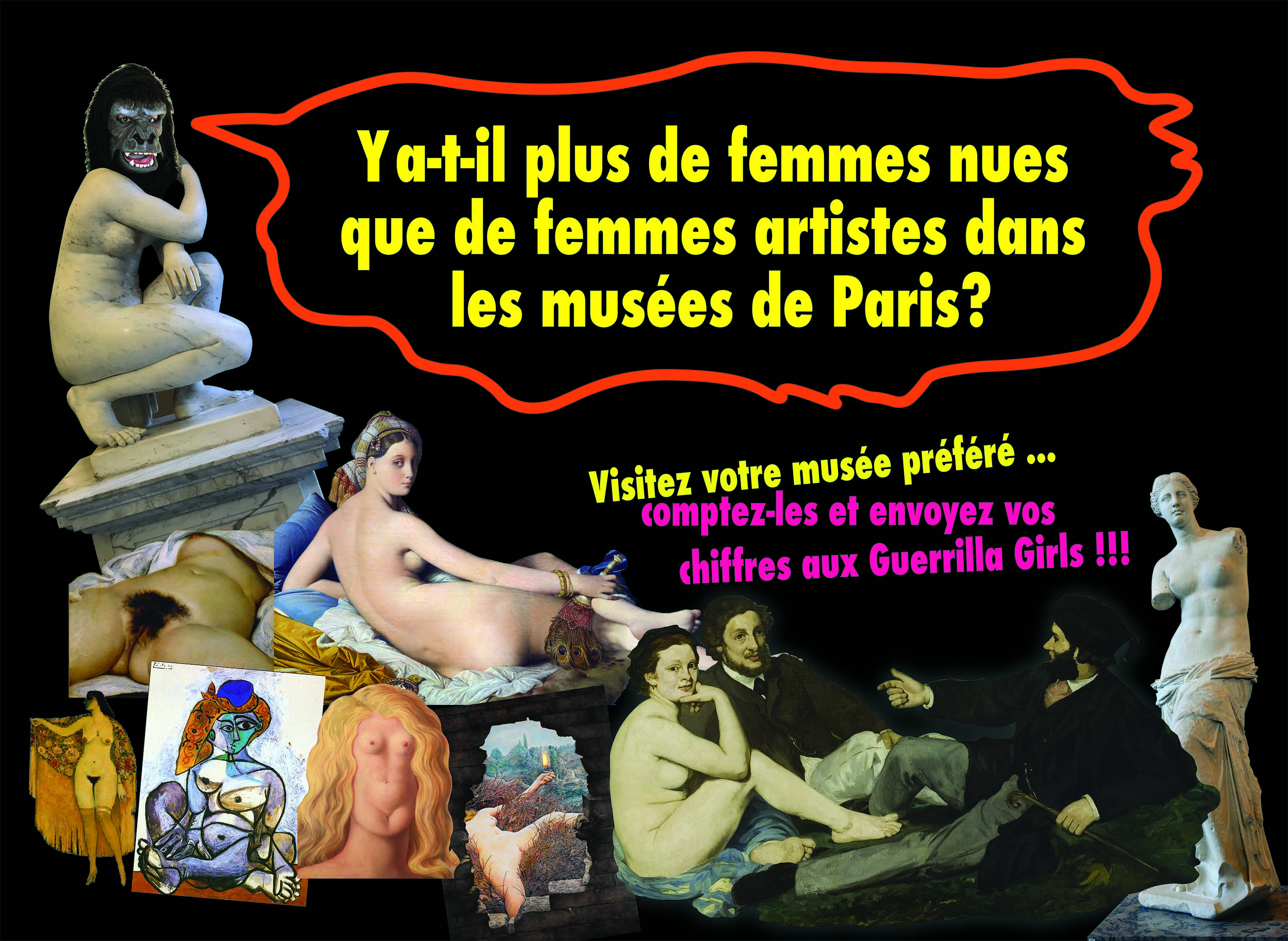 Guerrilla Girls - Y a-t-il plus de femmes nues que de femmes artistes dans les musées de Paris?, 2026