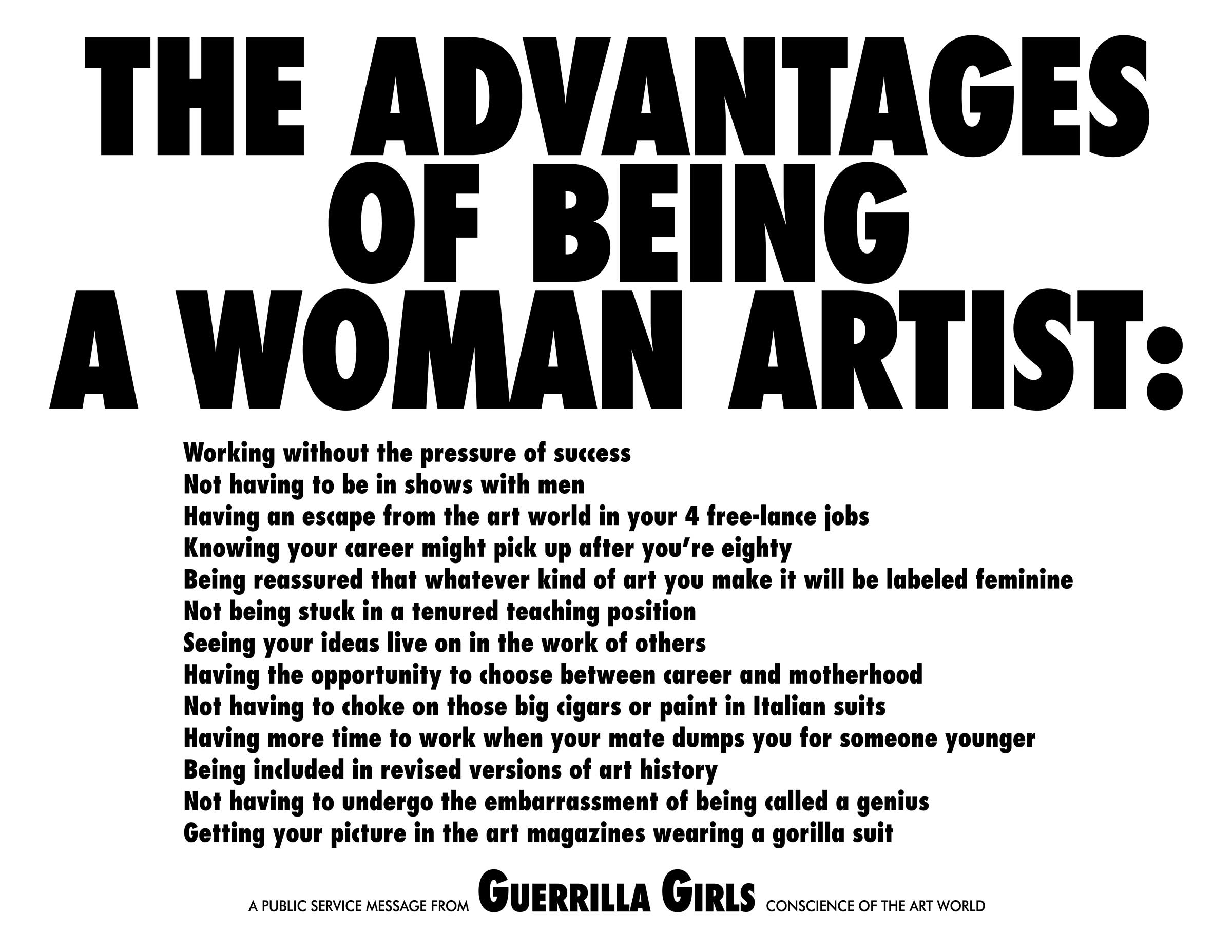 The Guerrilla Girls - The Advantages of Being a Woman Artist, 1988