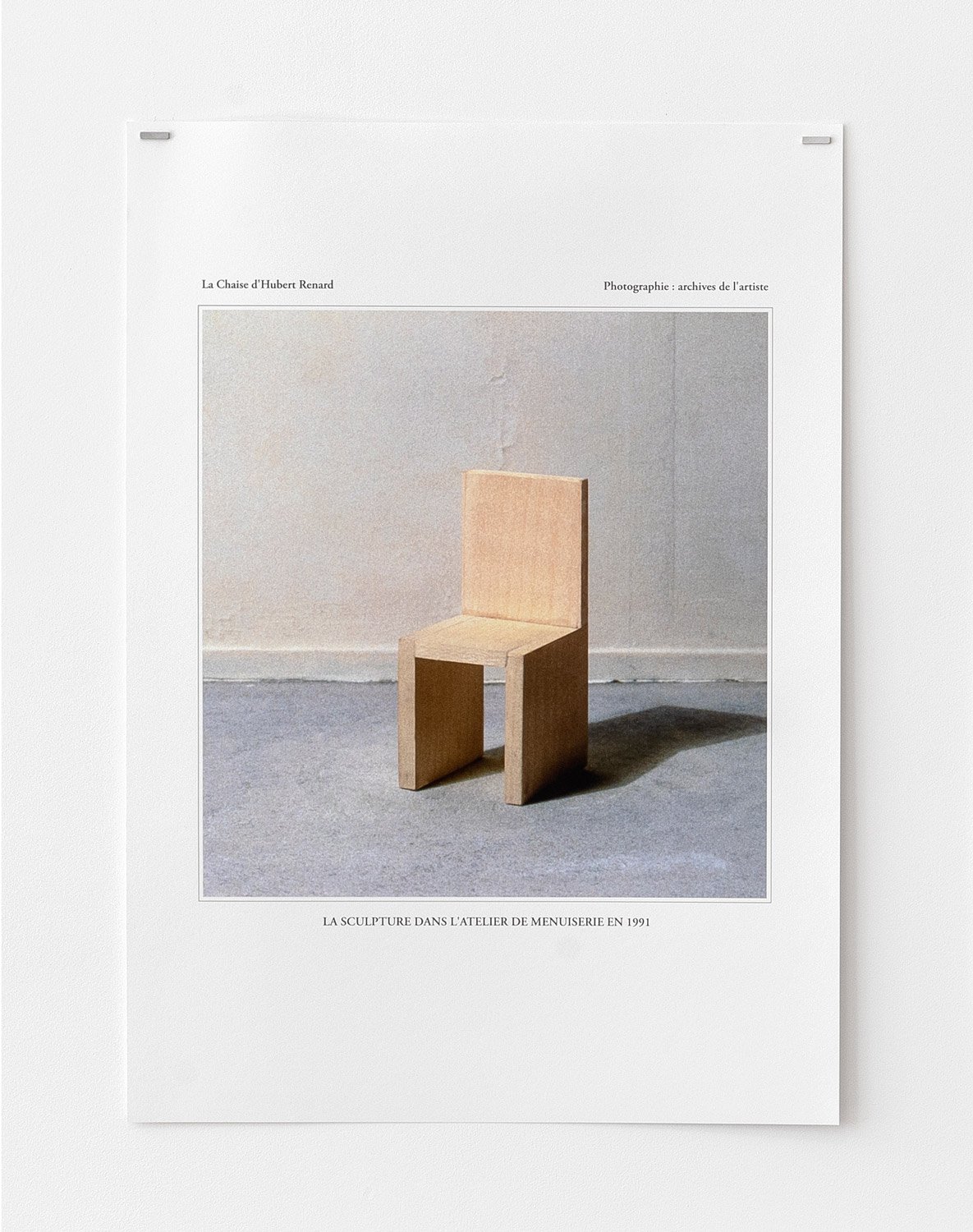 Hubert Renard - La Chaise d'Hubert Renard : la sculpture dans l'atelier de menuiserie en 1991, 2020
